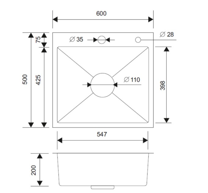 Комплект мойка для кухни корзина и дозатор РМС MR-6050BL Графит