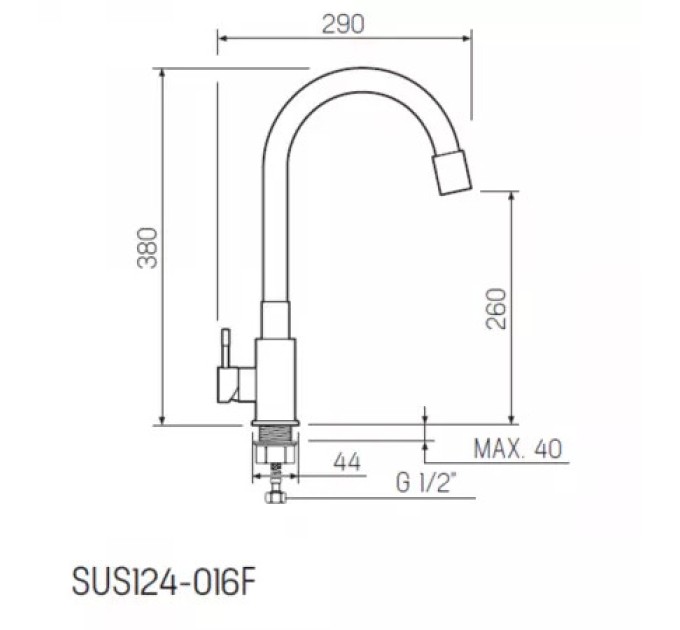 Смеситель для кухни РМС SUS124W-016F с гибким изливом Белый